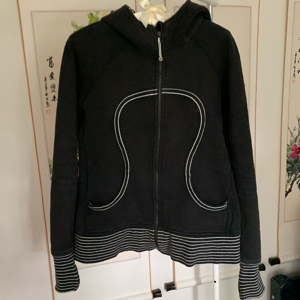 Black/Striped Lulu Lemon Scuba Hoodie